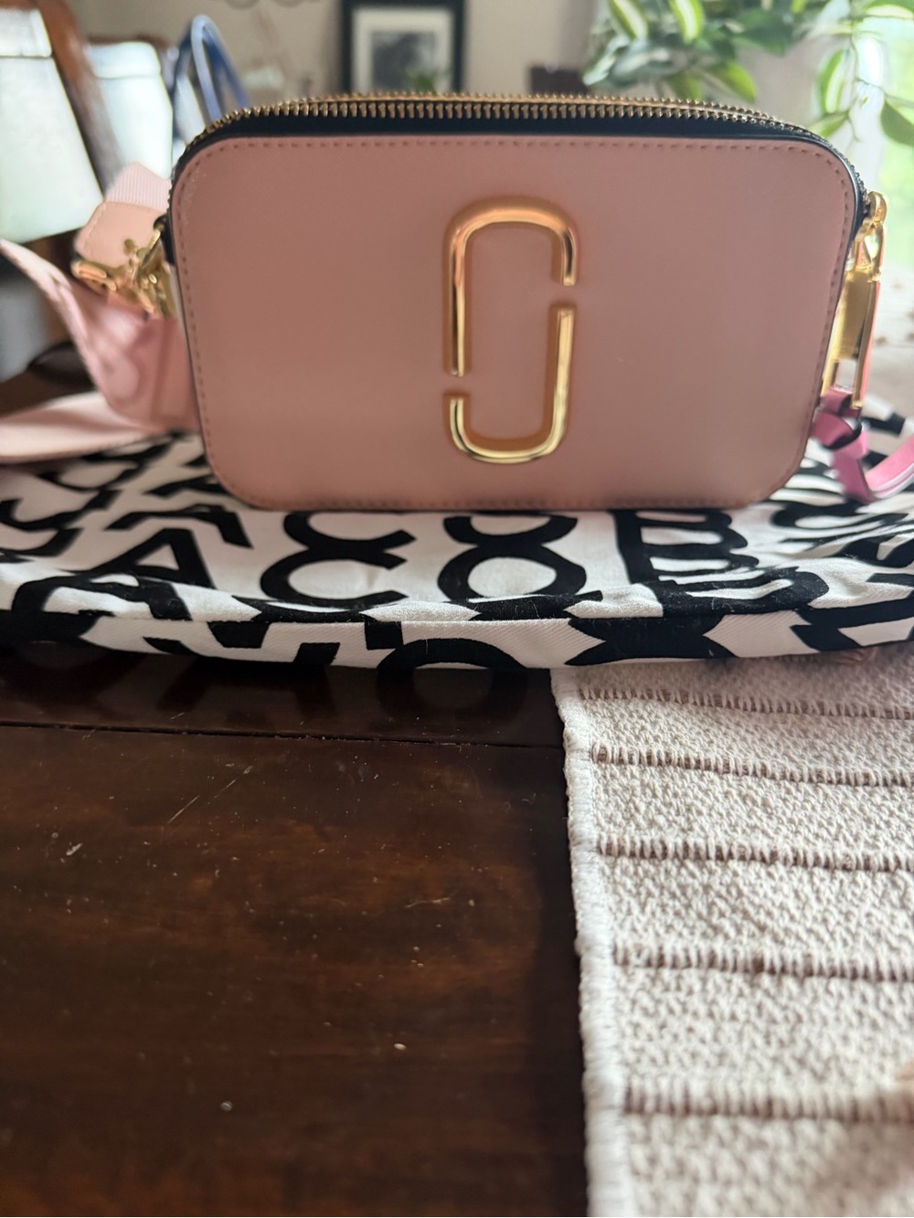Marc Jacobs Blush Pink Snapshot Crossbody with Gold Hardware